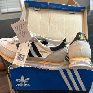 Adidas SL 72 White, Black, and Gold Sneakers